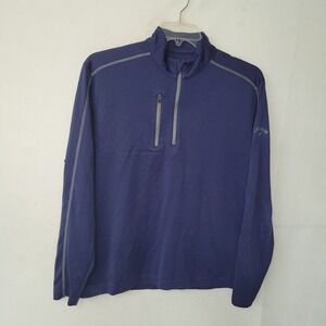 Callaway Mens Golf Pullover L Long‎ Sleeve Quarter Zip Navy Blue